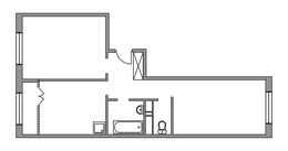 Планировка 2-комнатной квартиры, 50 м2