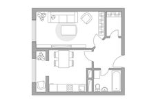Планировка 1-комнатной квартиры, 37 м2
