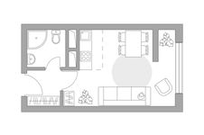 Планировка квартиры студии, 19 м2