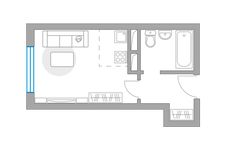 Планировка квартиры студии, 19 м2