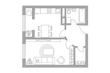 Планировка 2-комнатной квартиры, 37 м2