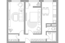 Планировка 2-комнатной квартиры, 55 м2