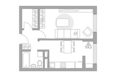 Планировка 1-комнатной квартиры, 35 м2