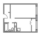 Планировка 1-комнатной квартиры, 33 м2