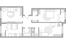 Планировка 3-комнатной квартиры, 68 м2
