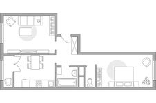 Планировка 2-комнатной квартиры, 50 м2