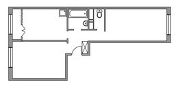 Планировка 2-комнатной квартиры, 53,46 м2