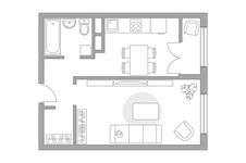 Планировка 1-комнатной квартиры, 35 м2