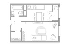 Планировка 1-комнатной квартиры, 37,7 м2