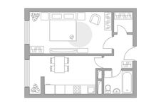 Планировка 1-комнатной квартиры, 37 м2