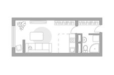 Планировка квартиры студии, 24 м2