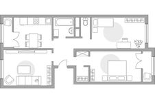 Планировка 3-комнатной квартиры, 68,44 м2