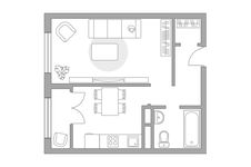 Планировка 1-комнатной квартиры, 33,54 м2