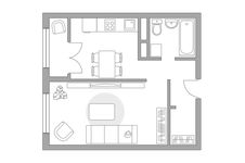 Планировка 1-комнатной квартиры, 33,22 м2