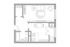 Планировка 2-комнатной квартиры, 37 м2