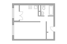 Планировка 1-комнатной квартиры, 33,54 м2