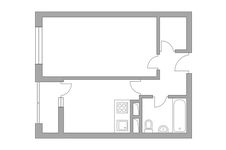 Планировка 1-комнатной квартиры, 35,51 м2