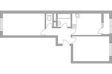 Планировка 2-комнатной квартиры, 53,46 м2