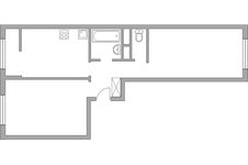 Планировка 2-комнатной квартиры, 53,45 м2