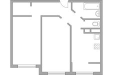 Планировка 2-комнатной квартиры, 52,5 м2
