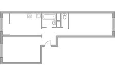 Планировка 2-комнатной квартиры, 53,46 м2