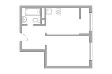 Планировка 1-комнатной квартиры, 38,63 м2