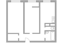 Планировка 2-комнатной квартиры, 55,31 м2