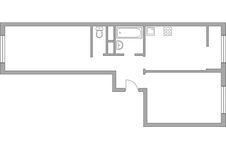 Планировка 2-комнатной квартиры, 53,45 м2