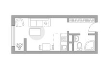 Планировка квартиры студии, 24,25 м2