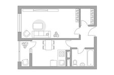 Планировка 1-комнатной квартиры, 35,51 м2