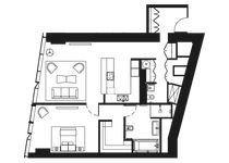 Планировка квартиры студии, 90,9 м2