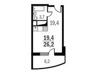 Планировка квартиры студии, 26,4 м2