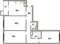 Планировка 3-комнатной квартиры, 95,7 м2