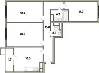 Планировка 3-комнатной квартиры, 95,6 м2