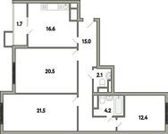 Планировка 3-комнатной квартиры, 94,9 м2
