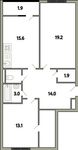 Планировка 2-комнатной квартиры, 75,6 м2