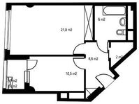Планировка 1-комнатной квартиры, 48 м2