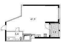 Планировка 1-комнатной квартиры, 49,2 м2