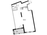 Планировка 1-комнатной квартиры, 69,6 м2