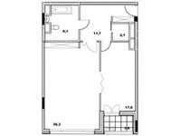 Планировка 1-комнатной квартиры, 77,6 м2