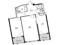 Планировка 2-комнатной квартиры, 93,1 м2