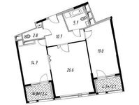 Планировка 2-комнатной квартиры, 84,1 м2