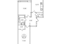 Планировка 2-комнатной квартиры, 62,1 м2
