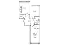 Планировка 2-комнатной квартиры, 61,7 м2