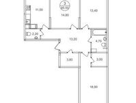 Планировка 3-комнатной квартиры, 85,5 м2