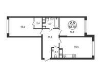 Планировка 2-комнатной квартиры, 68,7 м2