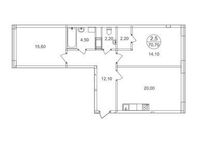 Планировка 2-комнатной квартиры, 70,7 м2