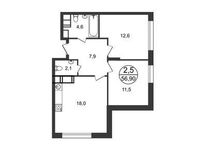 Планировка 2-комнатной квартиры, 56,7 м2