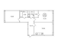 Планировка 2-комнатной квартиры, 70,5 м2