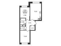 Планировка 2-комнатной квартиры, 58,9 м2